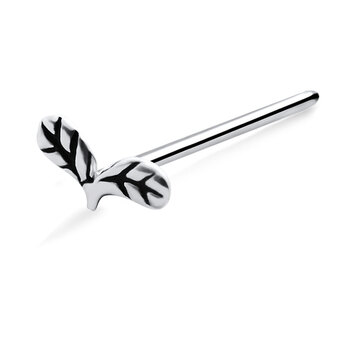 Double Leaves Shaped Silver Straight Nose Stud NSKA-756
